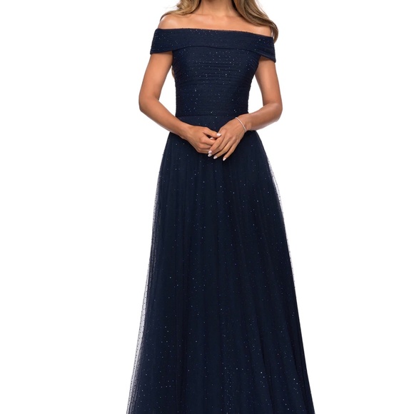 La Femme Evening Gown in Navy Blue - Picture 4 of 4